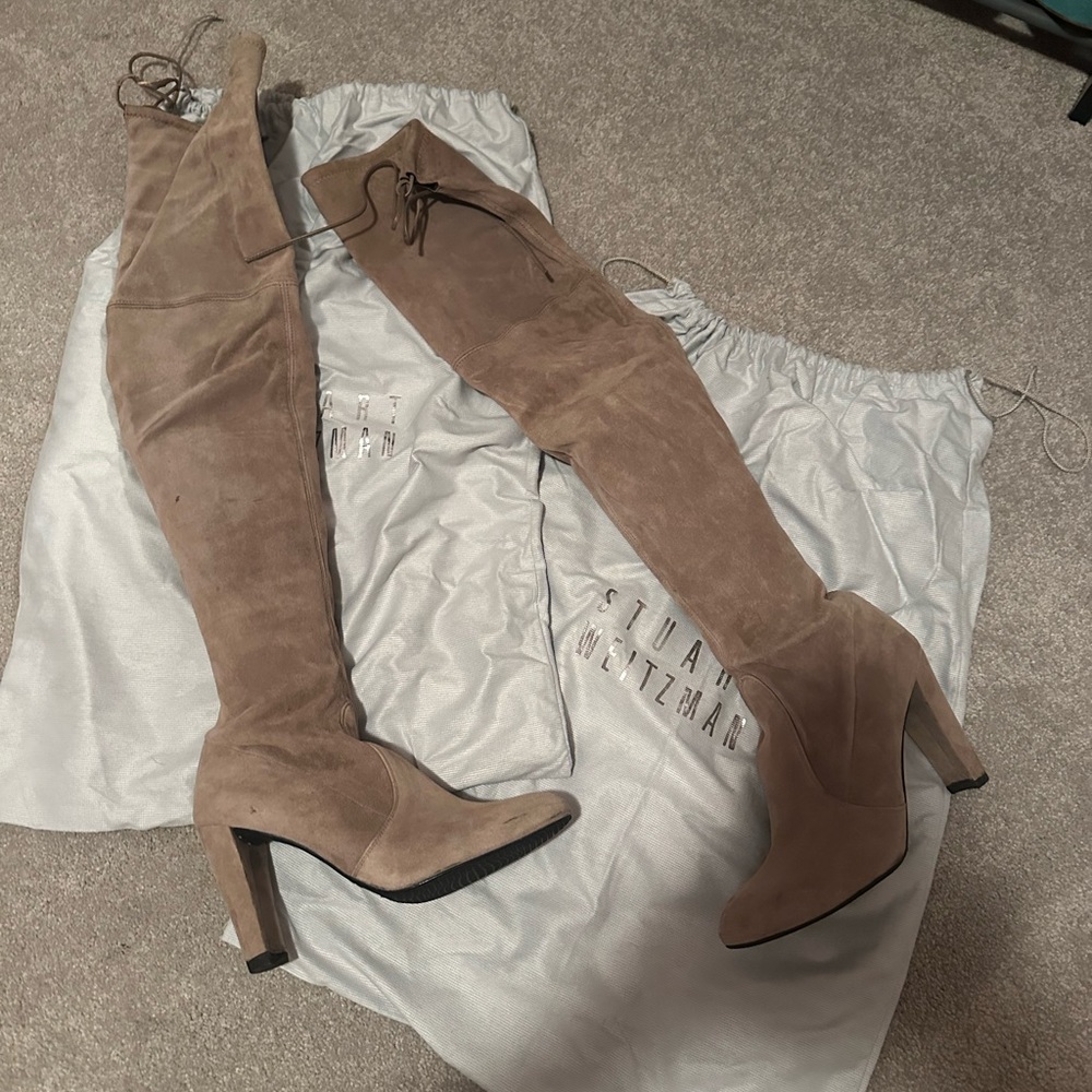 Stuart Weitzman Women's Taupe Over-the-Knee Boots